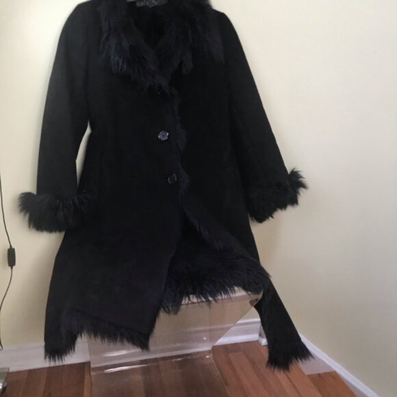 Roxy Vintage Y2K Faux Fur Shearling Coat Jacket Pockets Collar Lined Cozy Warm L - Picture 2 of 16